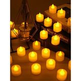 Tealight Işıklı Dumansız Sarı LED Pilli Mum 24 Adet Pil Dahil