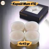 Tealight Kapsül Mum 4x43 Gr Dekoratif Mumu Kandil Hediyelik Fitilli Mumluk Şamdan Krem Renk Kokulu