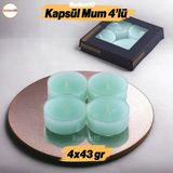 Tealight Kapsül Mum 4x43 Gr Dekoratif Mumu Kandil Hediyelik Fitilli Mumluk Şamdan Mavi Renk Kokulu