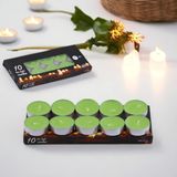 Tealight Mum 10X10 gr Dekoratif Mumu Kandil Hediyelik Fitilli Mumluk Şamdan Yeşil Renk Kokusuz - Çok Renkli