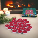 Tealight Mum 25X10 gr Dekoratif Mumu Kandil Hediyelik Fitilli Mumluk Şamdan Kırmızı Renk Kokusuz - Çok Renkli
