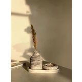 Tealight Mumluk ve Dekoratif Tepsi Seti -Siyah Beyaz Minimal Tasarım