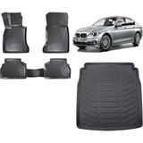 Team Car Bmw 5 Serisi F10 2010 Model 3D Bagaj Havuzu+3d Havuzlu Araca Özel Paspas Takımı - Siyah - Siyah