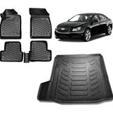 Team Car Chevrolet Cruze Sedan 2012 Model 3D Bagaj Havuzu+3d Havuzlu Araca Özel Paspas Takımı - Siyah - Siyah