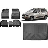Team Car Citroen Berlingo 2020 Model 3D Bagaj Havuzu+3d Havuzlu Araca Özel Paspas Takımı - Siyah - Siyah