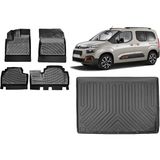 Team Car Citroen Berlingo 2021 Model Seperatörlü 3D Bagaj Havuzu+3d Havuzlu Araca Özel Paspas Takımı - Siyah - Siyah