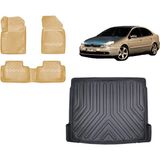Team Car Citroen C5 2001 Model 3D Bagaj Havuzu+3d Araca Özel Bej Havuzlu Paspas Takımı - Siyah - Bej