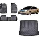 Team Car Citroen C5 2005 Model 3D Bagaj Havuzu+3d Havuzlu Araca Özel Paspas Takımı - Siyah - Siyah