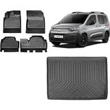 Team Car Fiat Doblo 2023 Model 3D Bagaj Havuzu+3d Havuzlu Araca Özel Paspas Takımı - Siyah - Siyah