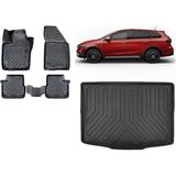Team Car Fiat Egea Cross Wagon 2022 Alt Kademe Bagaj Havuzu+3d Havuzlu Araca Özel Paspas Takımı - Siyah - Siyah