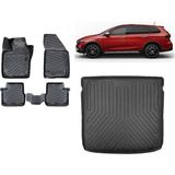 Team Car Fiat Egea Cross Wagon 2023 Üst Kademe Bagaj Havuzu+3d Havuzlu Araca Özel Paspas Takımı - Siyah - Siyah
