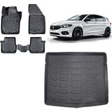 Team Car Fiat Egea Hatchback 2015 Model 3D Bagaj Havuzu+3d Havuzlu Araca Özel Paspas Takımı - Siyah - Siyah