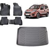Team Car Fiat Fiorino 2013 Model Halı Zemin 3D Bagaj Havuzu+3d Havuzlu Araca Özel Paspas Takımı - Siyah - Siyah