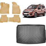 Team Car Fiat Fiorino 2017 Model Halılı Zemin 3D Bagaj Havuzu+3d Araca Özel Bej Havuzlu Paspas Takımı - Siyah - Bej