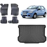 Team Car Fiat Palio 2005 Model 3D Bagaj Havuzu+3d Havuzlu Araca Özel Paspas Takımı - Siyah - Siyah