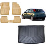 Team Car Focus 1 Hatchback 1999 Model 3D Bagaj Havuzu+3d Araca Özel Bej Havuzlu Paspas Takımı - Siyah - Bej