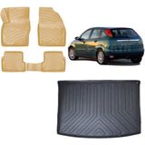 Team Car Focus 1 Hatchback 2003 Model 3D Bagaj Havuzu+3d Araca Özel Bej Havuzlu Paspas Takımı - Siyah - Bej