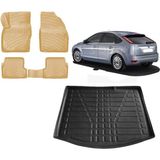 Team Car Focus 2 Hatchback 2007 Model 3D Bagaj Havuzu+3d Araca Özel Bej Havuzlu Paspas Takımı - Siyah - Bej