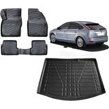 Team Car Focus 2 Hatchback 2009 Kalın Stepneli Model 3D Bagaj Havuzu+3d Havuzlu Araca Özel Paspas Takımı - Siyah - Siyah