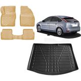 Team Car Focus 2 Hatchback 2010 Model 3D Bagaj Havuzu+3d Araca Özel Bej Havuzlu Paspas Takımı - Siyah - Bej