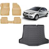 Team Car Focus 2 Sedan 2008 Model 3D Bagaj Havuzu+3d Araca Özel Bej Havuzlu Paspas Takımı - Siyah - Bej