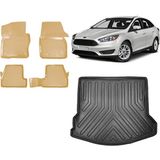 Team Car Focus 3.5 Sedan 2014 Model 3D Bagaj Havuzu+3d Araca Özel Bej Havuzlu Paspas Takımı - Siyah - Bej