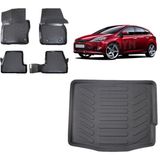 Team Car Focus 3 Hatchback 2011 Model 3D Bagaj Havuzu+3d Havuzlu Araca Özel Paspas Takımı - Siyah - Siyah