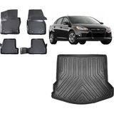 Team Car Focus 3 Sedan 2011 Model 3D Bagaj Havuzu+3d Havuzlu Araca Özel Paspas Takımı - Siyah - Siyah
