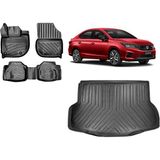 Team Car Honda City 2022 Model 3D Bagaj Havuzu+3d Havuzlu Araca Özel Paspas Takımı - Siyah - Siyah