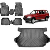 Team Car Honda Crv 2000 Model 3D Bagaj Havuzu+3d Havuzlu Araca Özel Paspas Takımı - Siyah - Siyah