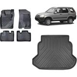 Team Car Honda Crv 2002 Model 3D Bagaj Havuzu+3d Havuzlu Araca Özel Paspas Takımı - Siyah - Siyah