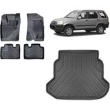 Team Car Honda Crv 2006 Model 3D Bagaj Havuzu+3d Havuzlu Araca Özel Paspas Takımı - Siyah - Siyah