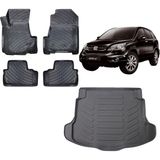 Team Car Honda Crv 2012 Model 3D Bagaj Havuzu+3d Havuzlu Araca Özel Paspas Takımı - Siyah - Siyah