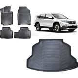 Team Car Honda Crv 2014 Model 3D Bagaj Havuzu+3d Havuzlu Araca Özel Paspas Takımı - Siyah - Siyah