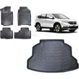 Team Car Honda Crv 2015 Model 3D Bagaj Havuzu+3d Havuzlu Araca Özel Paspas Takımı - Siyah - Siyah