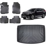 Team Car Honda Crv 2020 Model 3D Alt Kademe Bagaj Havuzu+3d Havuzlu Araca Özel Paspas Takımı - Siyah - Siyah