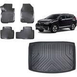 Team Car Honda Crv 2023 Model 3D Alt Kademe Bagaj Havuzu+3d Havuzlu Araca Özel Paspas Takımı - Siyah - Siyah