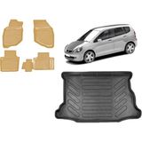 Team Car Honda Jazz 2006 Model 3D Bagaj Havuzu+3d Araca Özel Bej Havuzlu Paspas Takımı - Siyah - Bej