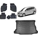 Team Car Honda Jazz 2006 Model 3D Bagaj Havuzu+3d Havuzlu Araca Özel Paspas Takımı - Siyah - Siyah
