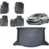 Team Car Honda Jazz 2014 Model 3D Bagaj Havuzu+3d Havuzlu Araca Özel Paspas Takımı - Siyah - Siyah