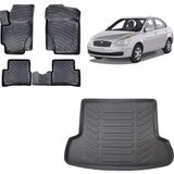 Team Car Hyundai Accent Era 2011 Model 3D Bagaj Havuzu+3d Havuzlu Araca Özel Paspas Takımı - Siyah - Siyah