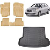 Team Car Hyundai Accent Era 2012 Model 3D Bagaj Havuzu+3d Araca Özel Bej Havuzlu Paspas Takımı - Siyah - Bej