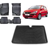 Team Car Hyundai Getz 2004 Model 3D Bagaj Havuzu+3d Havuzlu Araca Özel Paspas Takımı - Siyah - Siyah