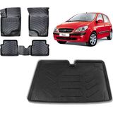Team Car Hyundai Getz 2011 Model 3D Bagaj Havuzu+3d Havuzlu Araca Özel Paspas Takımı - Siyah - Siyah