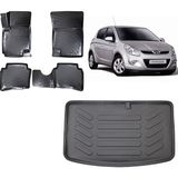 Team Car Hyundai I20 2012 Model 3D Bagaj Havuzu+3d Havuzlu Araca Özel Paspas Takımı - Siyah - Siyah