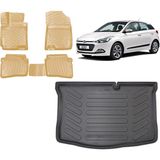 Team Car Hyundai I20 2017 Model 3D Bagaj Havuzu+3d Araca Özel Bej Havuzlu Paspas Takımı - Siyah - Bej