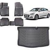 Team Car Hyundai I20 2019 Model 3D Bagaj Havuzu+3d Havuzlu Araca Özel Paspas Takımı - Siyah - Siyah