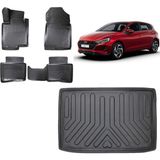Team Car Hyundai I20 2021 Model Elite Plus Alt Kademe 3D Bagaj Havuzu+3d Havuzlu Araca Özel Paspas Takımı - Siyah - Siyah