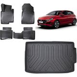 Team Car Hyundai I20 2023 Model Elite Plus Üst Kademe 3D Bagaj Havuzu+3d Havuzlu Araca Özel Paspas Takımı - Siyah - Siyah