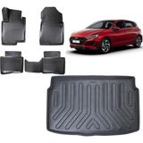 Team Car Hyundai I20 2023 Model Jump Style,elite Paket 3D Bagaj Havuzu+3d Havuzlu Araca Özel Paspas Takımı - Siyah - Siyah